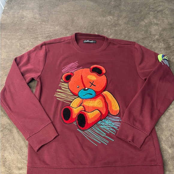 Other - Civilized Streetwear Teddy Bear Crewneck Mens Sweater Size Large